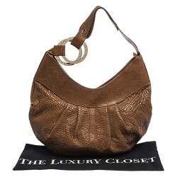 Pre Owned Bvlgari Brown Pleated Leather Hobo