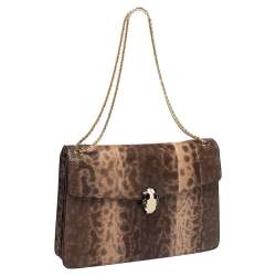 Bvlgari Beige Karung Medium Serpenti Forever Shoulder Bag 