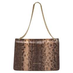 Bvlgari Beige Karung Medium Serpenti Forever Shoulder Bag 