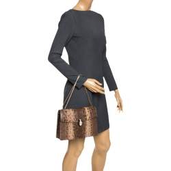 Bvlgari Beige Karung Medium Serpenti Forever Shoulder Bag 