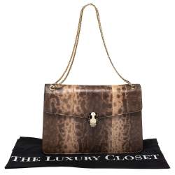 Bvlgari Beige Karung Medium Serpenti Forever Shoulder Bag 