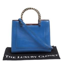 Bvlgari Blue/Maroon Leather Serpenti Scaglie Tote