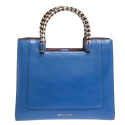 Bvlgari Blue/Maroon Leather Serpenti Scaglie Tote