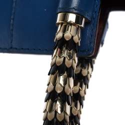 Bvlgari Blue/Maroon Leather Serpenti Scaglie Tote
