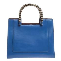 Bvlgari Blue/Maroon Leather Serpenti Scaglie Tote