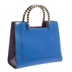 Bvlgari Blue/Maroon Leather Serpenti Scaglie Tote
