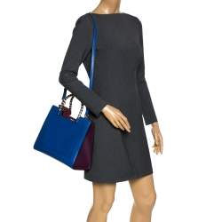 Bvlgari Blue/Maroon Leather Serpenti Scaglie Tote