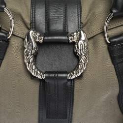 Bvlgari Black/Pale Green Fabric and Leather Leoni Shoulder Bag