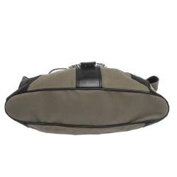 Bvlgari Black/Pale Green Fabric and Leather Leoni Shoulder Bag
