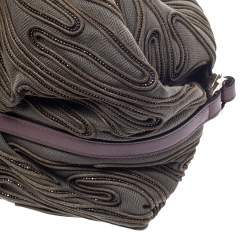 Bvlgari Pale Green/Purple Canvas and Leather Chandra Hobo