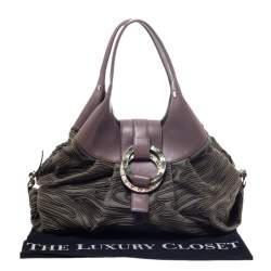 Bvlgari Pale Green/Purple Canvas and Leather Chandra Hobo