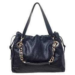 Pre Owned  Bvlgari Black Leather Monete Tote