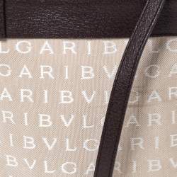 Pre Owned Bvlgari Brown/Beige Mania Canvas and Leather Crossbody Bag