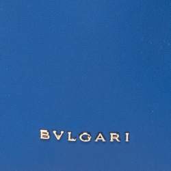 Pre Owned Bvlgari Royal Blue Leather Monte Plisse Shopper Tote