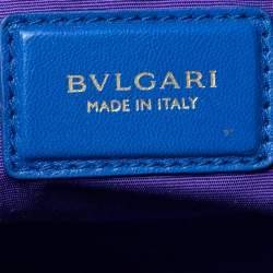 Pre Owned Bvlgari Royal Blue Leather Monte Plisse Shopper Tote