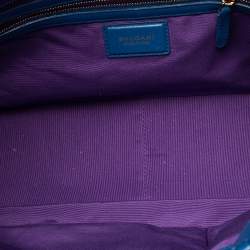 Pre Owned Bvlgari Royal Blue Leather Monte Plisse Shopper Tote