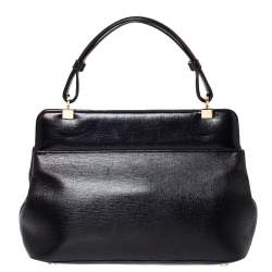 Pre Owned Bvlgari Black Leather Isabella Rossellini Top Handle Bag