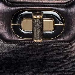 Pre Owned Bvlgari Black Leather Isabella Rossellini Top Handle Bag