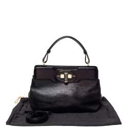 Pre Owned Bvlgari Black Leather Isabella Rossellini Top Handle Bag