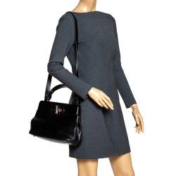 Pre Owned Bvlgari Black Leather Isabella Rossellini Top Handle Bag