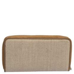 Bvlgari Beige/Brown Printed Coated Canvas Zip Around Wallet