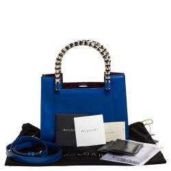 Bvlgari Blue Leather Small Serpenti Scaglie Tote