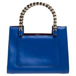 Bvlgari Blue Leather Small Serpenti Scaglie Tote
