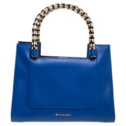 Bvlgari Blue Leather Small Serpenti Scaglie Tote