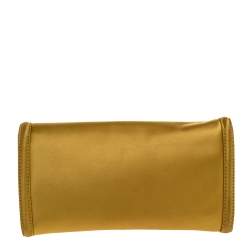 Bvlgari Gold Satin Leoni Flap Clutch