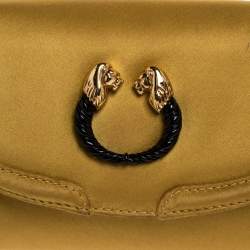 Bvlgari Gold Satin Leoni Flap Clutch