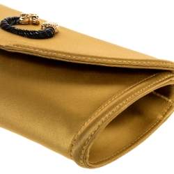 Bvlgari Gold Satin Leoni Flap Clutch