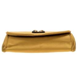 Bvlgari Gold Satin Leoni Flap Clutch