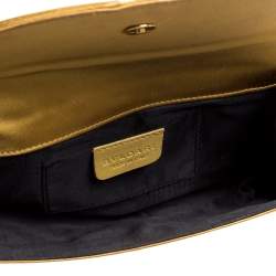Bvlgari Gold Satin Leoni Flap Clutch