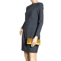 Bvlgari Gold Satin Leoni Flap Clutch