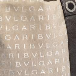 Bvlgari Beige/Brown Logo Mania Canvas and Leather Tote