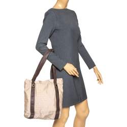 Bvlgari Beige/Brown Logo Mania Canvas and Leather Tote