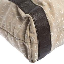 Bvlgari Beige/Brown Logo Mania Canvas and Leather Tote