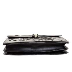 Pre Owned Bvlgari Black/Silver Leather Serpenti Forever Shoulder Bag