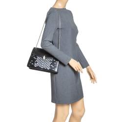 Pre Owned Bvlgari Black/Silver Leather Serpenti Forever Shoulder Bag