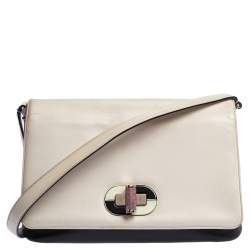 Bvlgari Beige/Black Leather Icona Shoulder Bag
