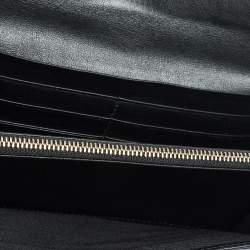 Bvlgari Black Leather Double Ring Flap Continental Wallet