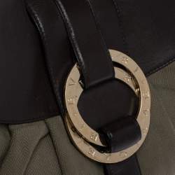 Bvlgari Olive Green/Brown Canvas and Leather Chandra Hobo
