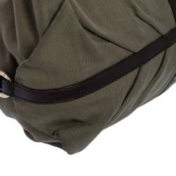 Bvlgari Olive Green/Brown Canvas and Leather Chandra Hobo