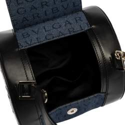 Bvlgari Blue/Black Denim and Leather Cylinder Bag