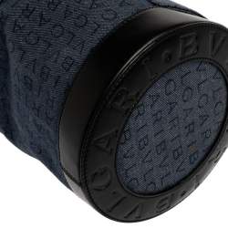 Bvlgari Blue/Black Denim and Leather Cylinder Bag