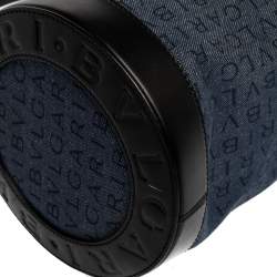Bvlgari Blue/Black Denim and Leather Cylinder Bag