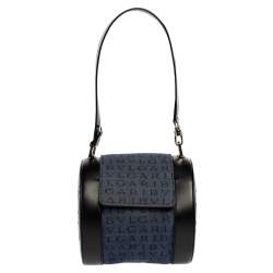 Bvlgari Blue/Black Denim and Leather Cylinder Bag