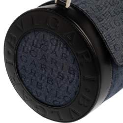Bvlgari Blue/Black Denim and Leather Cylinder Bag