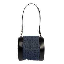 Bvlgari Blue/Black Denim and Leather Cylinder Bag
