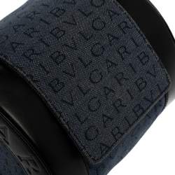 Bvlgari Blue/Black Denim and Leather Cylinder Bag